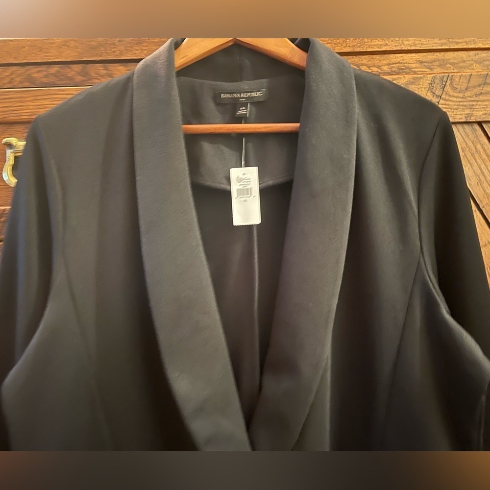 NEW Banana Republic Black Slim Shawl Collar Knit Blazer Sz XL Stretch Workwear - Picture 6 of 13